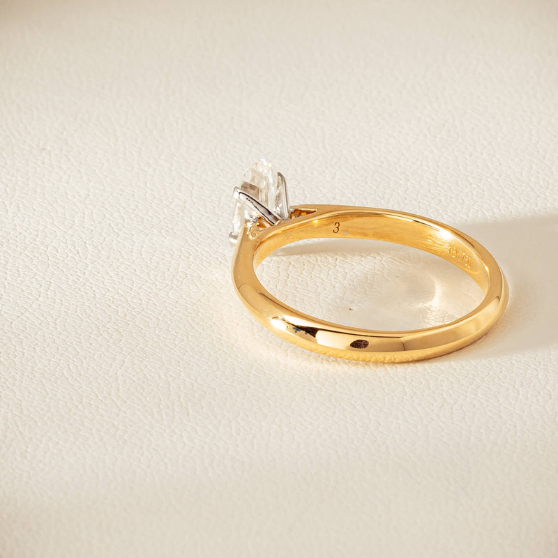 18ct Yellow Gold .70ct Modified Oval Diamond Venetian Ring - Ring - Walker & Hall