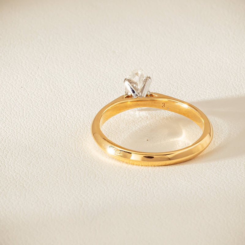 18ct Yellow Gold .70ct Modified Oval Diamond Venetian Ring - Ring - Walker & Hall