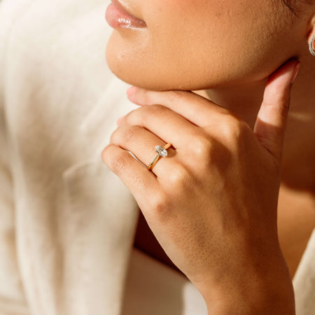 18ct Yellow Gold .70ct Modified Oval Diamond Venetian Ring - Ring - Walker & Hall