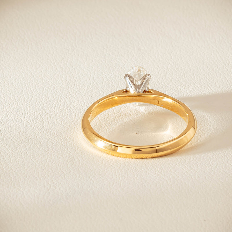 18ct Yellow Gold .70ct Modified Oval Diamond Venetian Ring - Ring - Walker & Hall