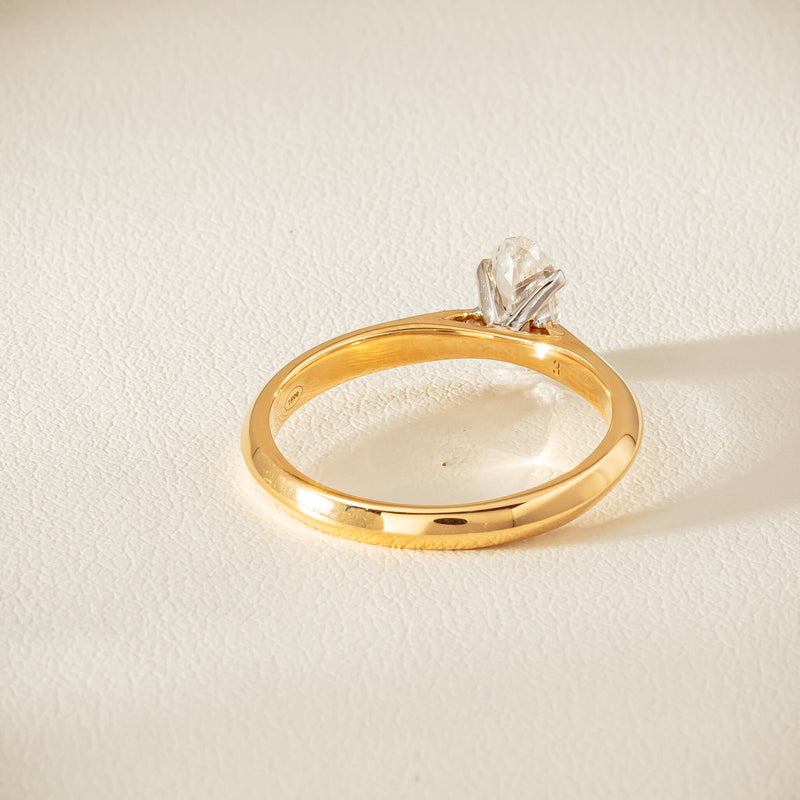 18ct Yellow Gold .70ct Modified Oval Diamond Venetian Ring - Ring - Walker & Hall