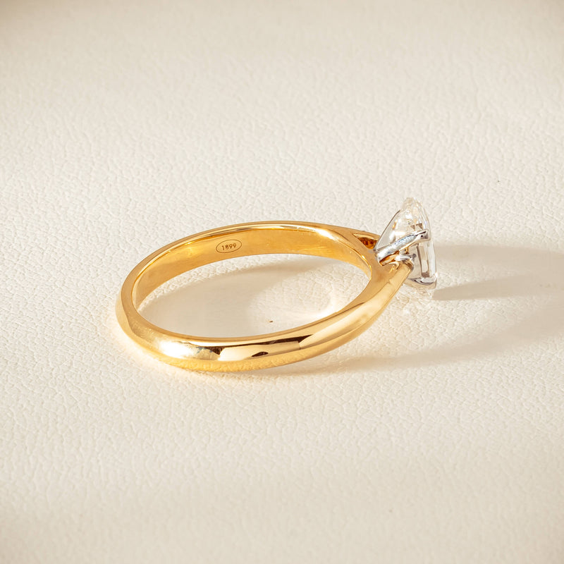 18ct Yellow Gold .70ct Modified Oval Diamond Venetian Ring - Ring - Walker & Hall