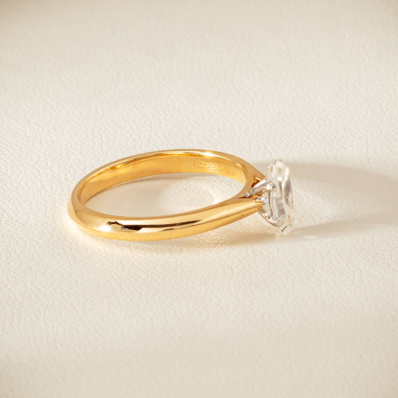 18ct Yellow Gold .70ct Modified Oval Diamond Venetian Ring - Ring - Walker & Hall