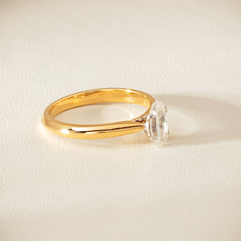 18ct Yellow Gold .70ct Modified Oval Diamond Venetian Ring - Ring - Walker & Hall