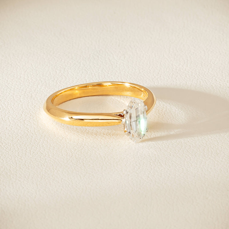 18ct Yellow Gold .70ct Modified Oval Diamond Venetian Ring - Ring - Walker & Hall