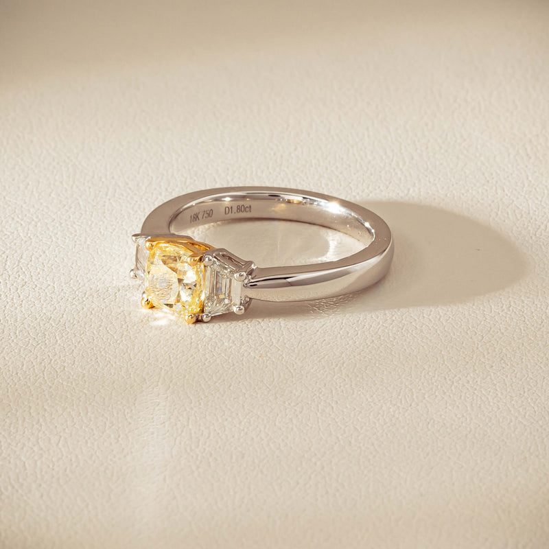 18ct White Gold 1.32ct Fancy Diamond Three-Stone Ring - Ring - Walker & Hall