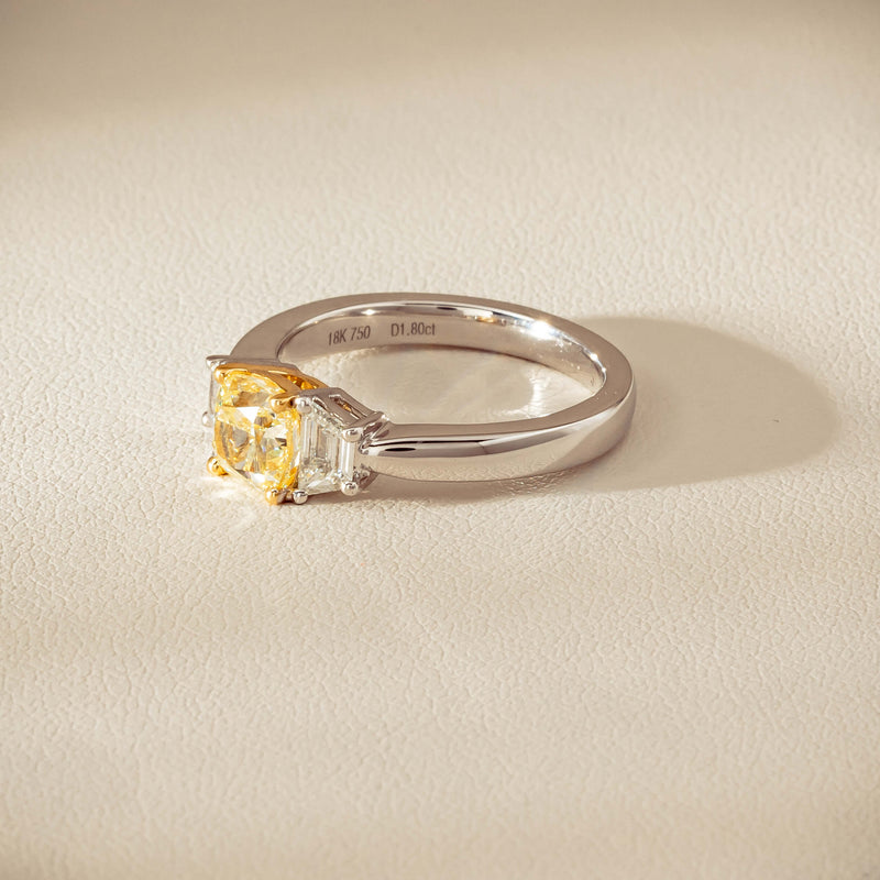 18ct White Gold 1.32ct Fancy Diamond Three-Stone Ring - Ring - Walker & Hall