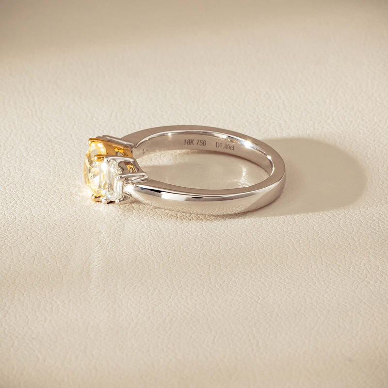 18ct White Gold 1.32ct Fancy Diamond Three-Stone Ring - Ring - Walker & Hall