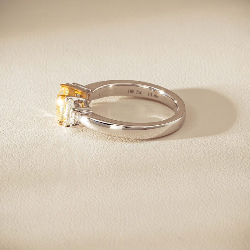 18ct White Gold 1.32ct Fancy Diamond Three-Stone Ring - Ring - Walker & Hall