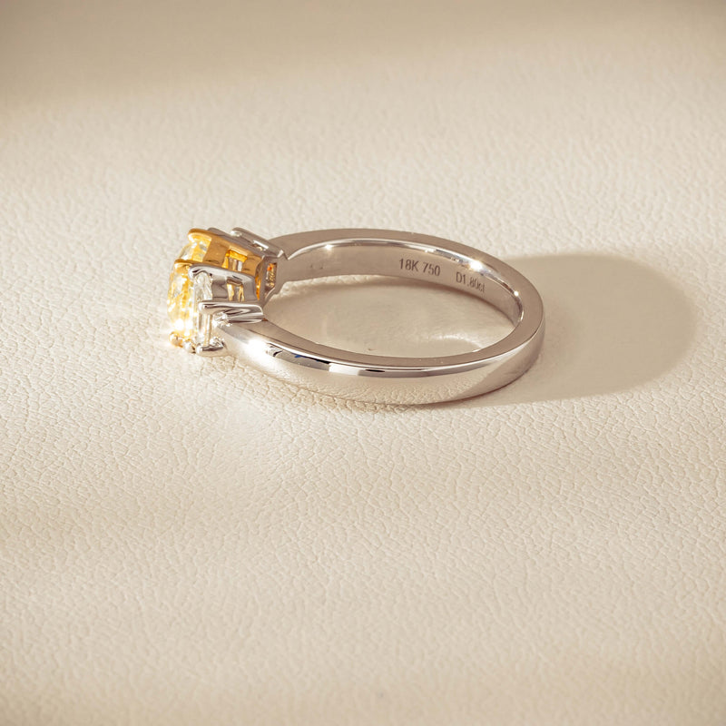 18ct White Gold 1.32ct Fancy Diamond Three-Stone Ring - Ring - Walker & Hall