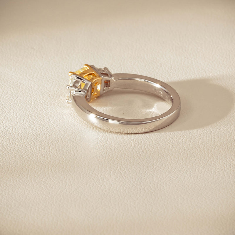 18ct White Gold 1.32ct Fancy Diamond Three-Stone Ring - Ring - Walker & Hall