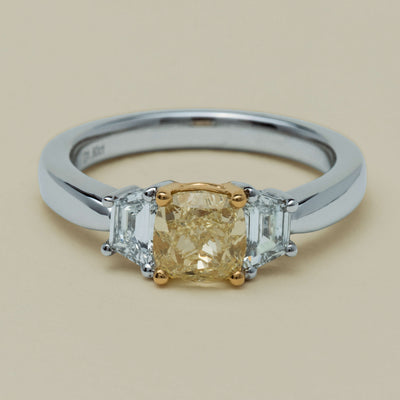 18ct White Gold 1.32ct Fancy Diamond Three-Stone Ring - Ring - Walker & Hall