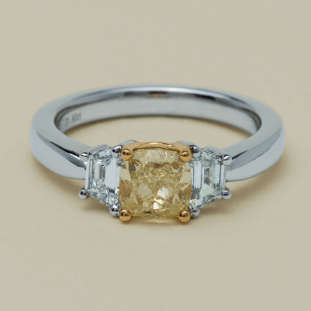 18ct White Gold 1.32ct Fancy Diamond Three-Stone Ring - Ring - Walker & Hall