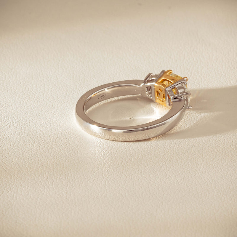 18ct White Gold 1.32ct Fancy Diamond Three-Stone Ring - Ring - Walker & Hall