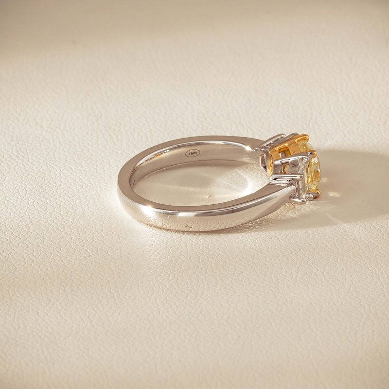 18ct White Gold 1.32ct Fancy Diamond Three-Stone Ring - Ring - Walker & Hall