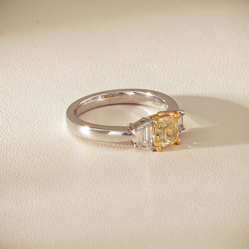 18ct White Gold 1.32ct Fancy Diamond Three-Stone Ring - Ring - Walker & Hall