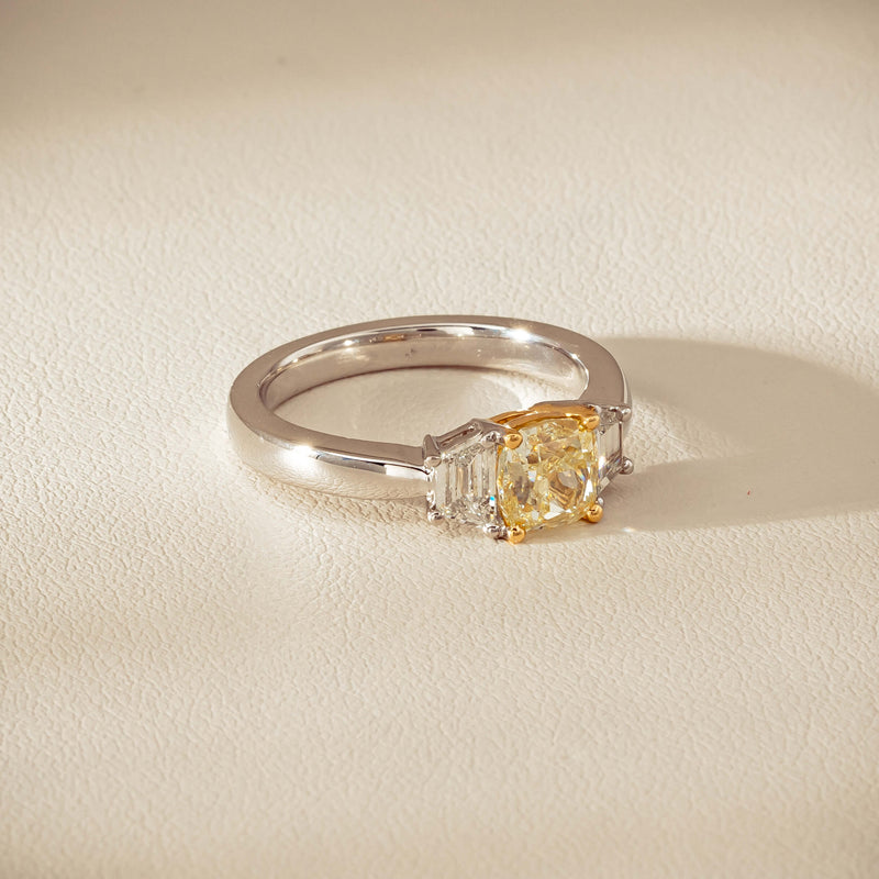 18ct White Gold 1.32ct Fancy Diamond Three-Stone Ring - Ring - Walker & Hall