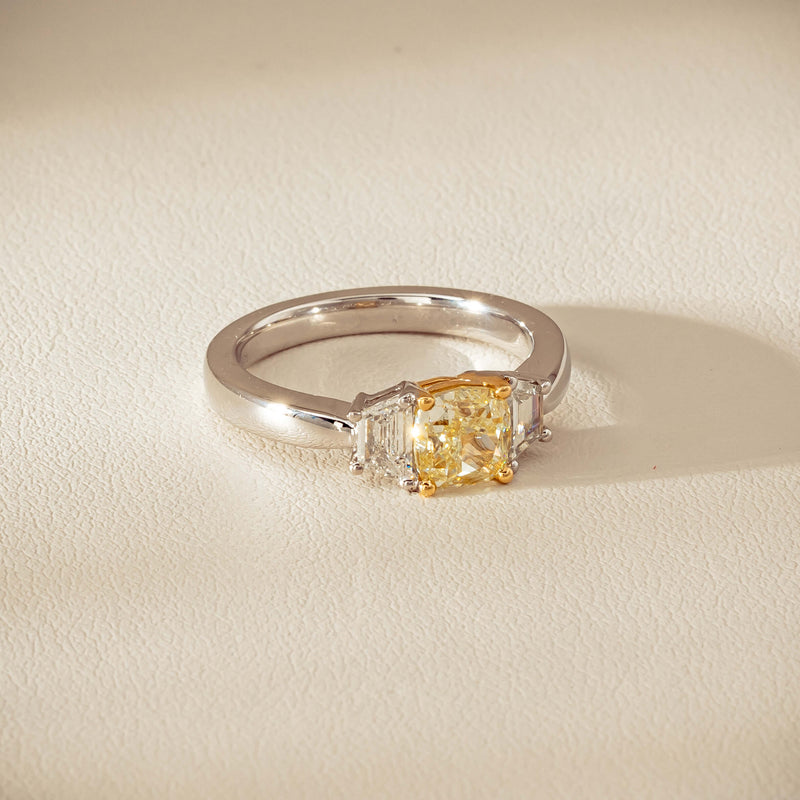 18ct White Gold 1.32ct Fancy Diamond Three-Stone Ring - Ring - Walker & Hall