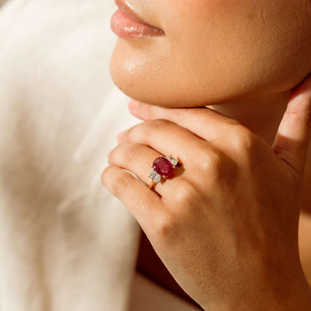 18ct Yellow & White Gold 4.54ct Ruby & Diamond Ring - Ring - Walker & Hall