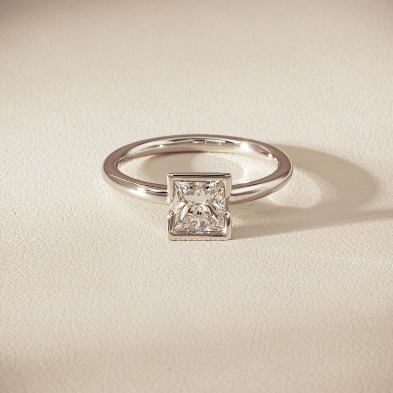 18ct White Gold 1.01ct Reclaimed Princess-Cut Diamond Elle Ring - Ring - Walker & Hall