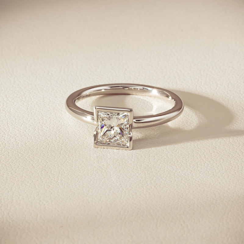 18ct White Gold 1.01ct Reclaimed Princess-Cut Diamond Elle Ring - Ring - Walker & Hall