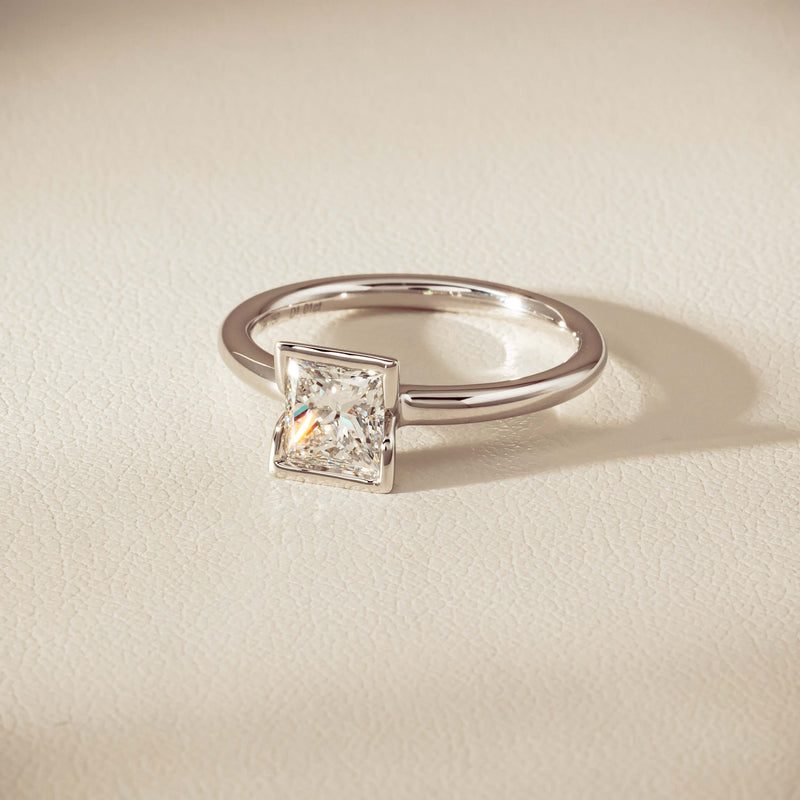 18ct White Gold 1.01ct Reclaimed Princess-Cut Diamond Elle Ring - Ring - Walker & Hall