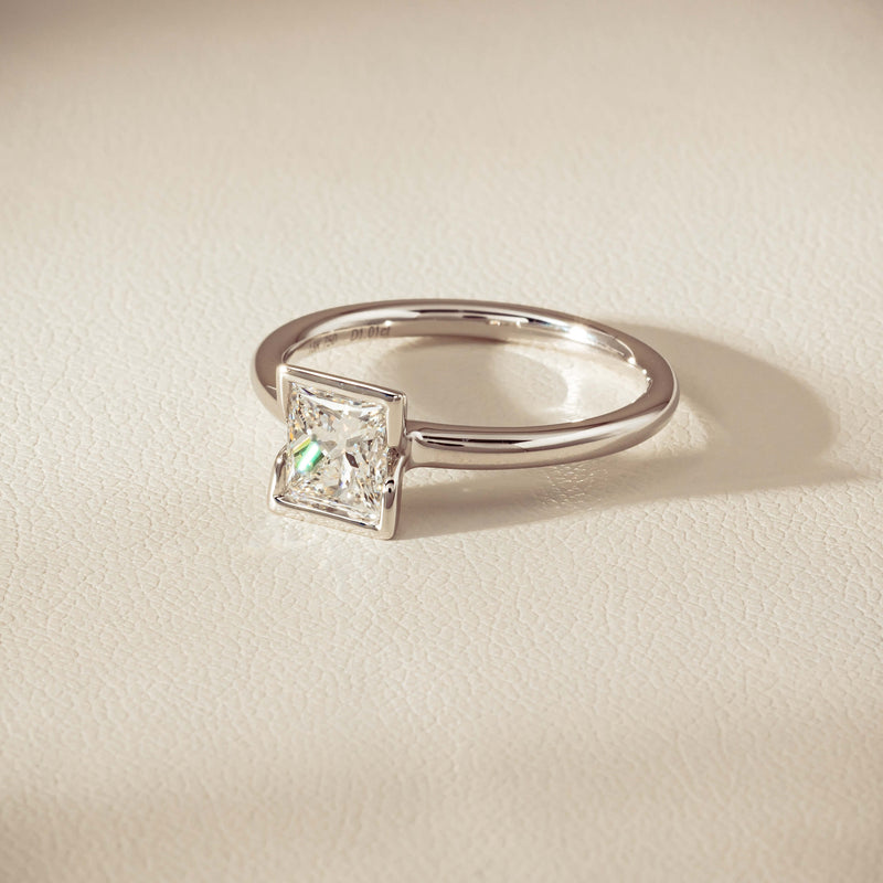 18ct White Gold 1.01ct Reclaimed Princess-Cut Diamond Elle Ring - Ring - Walker & Hall