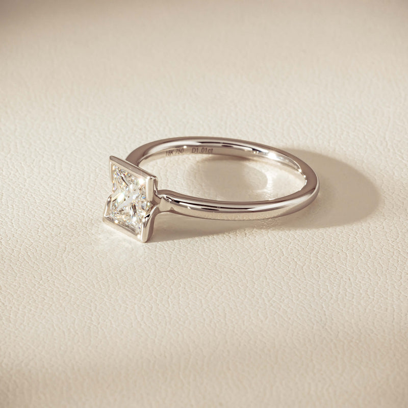 18ct White Gold 1.01ct Reclaimed Princess-Cut Diamond Elle Ring - Ring - Walker & Hall