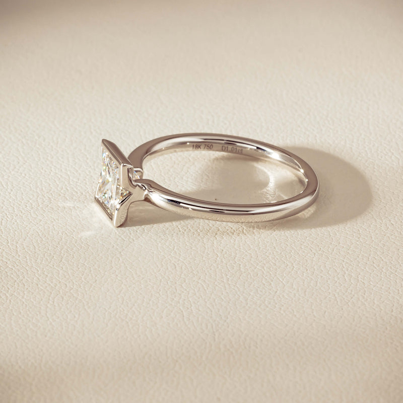 18ct White Gold 1.01ct Reclaimed Princess-Cut Diamond Elle Ring - Ring - Walker & Hall