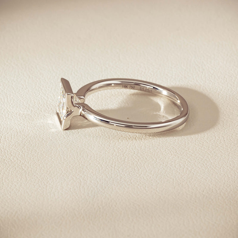 18ct White Gold 1.01ct Reclaimed Princess-Cut Diamond Elle Ring - Ring - Walker & Hall