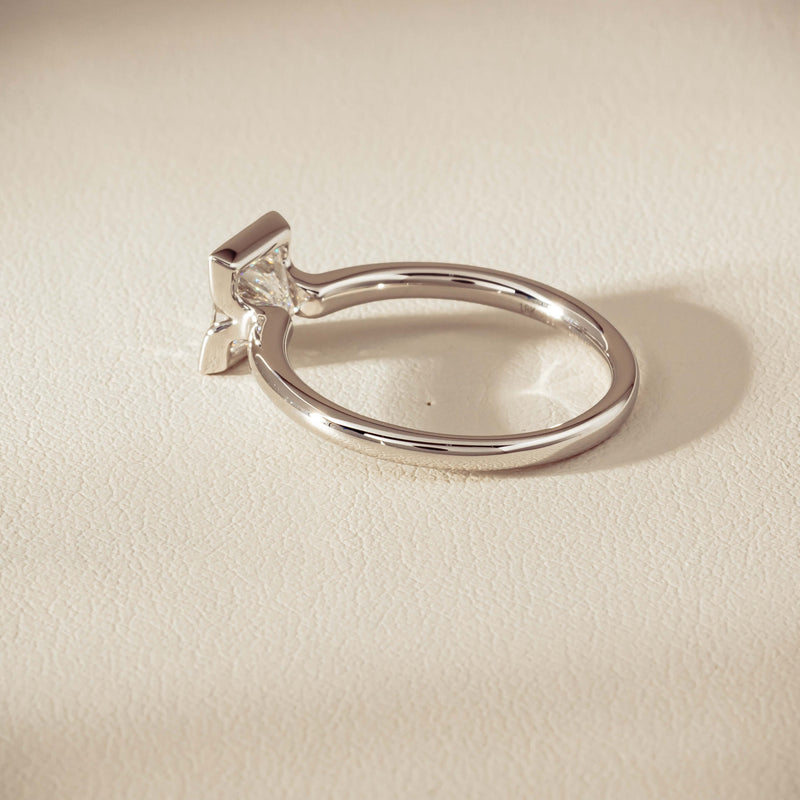 18ct White Gold 1.01ct Reclaimed Princess-Cut Diamond Elle Ring - Ring - Walker & Hall