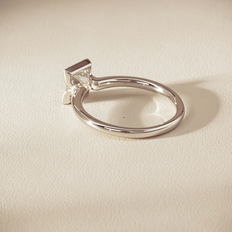 18ct White Gold 1.01ct Reclaimed Princess-Cut Diamond Elle Ring - Ring - Walker & Hall