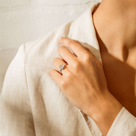 18ct White Gold 1.01ct Reclaimed Princess-Cut Diamond Elle Ring - Ring - Walker & Hall