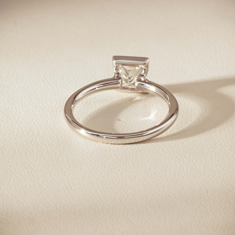 18ct White Gold 1.01ct Reclaimed Princess-Cut Diamond Elle Ring - Ring - Walker & Hall