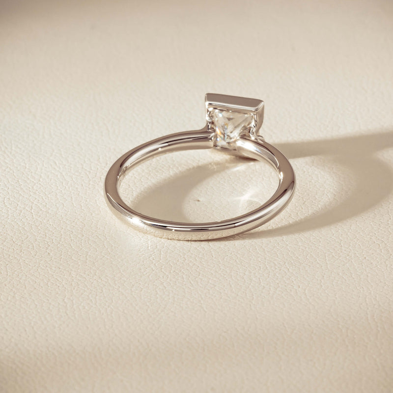 18ct White Gold 1.01ct Reclaimed Princess-Cut Diamond Elle Ring - Ring - Walker & Hall