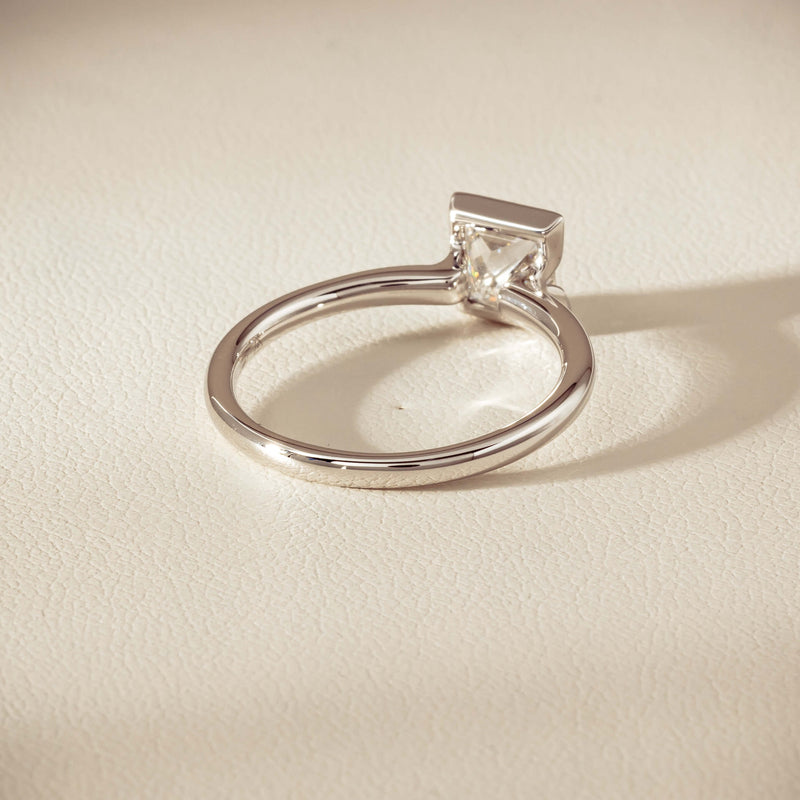 18ct White Gold 1.01ct Reclaimed Princess-Cut Diamond Elle Ring - Ring - Walker & Hall