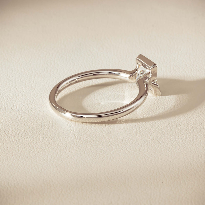 18ct White Gold 1.01ct Reclaimed Princess-Cut Diamond Elle Ring - Ring - Walker & Hall