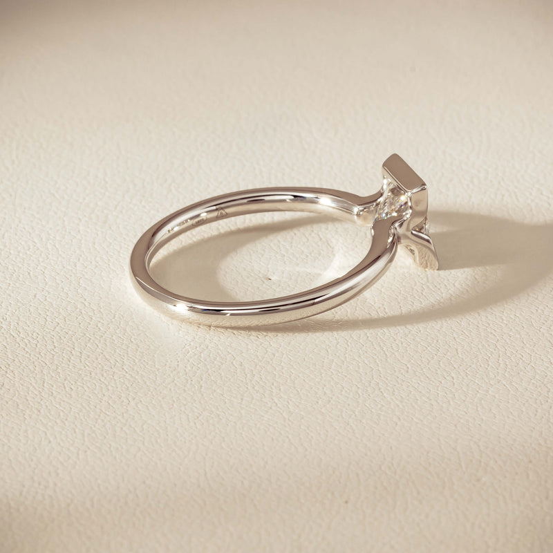 18ct White Gold 1.01ct Reclaimed Princess-Cut Diamond Elle Ring - Ring - Walker & Hall