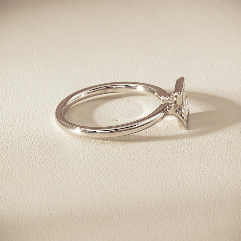 18ct White Gold 1.01ct Reclaimed Princess-Cut Diamond Elle Ring - Ring - Walker & Hall