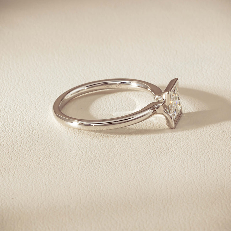18ct White Gold 1.01ct Reclaimed Princess-Cut Diamond Elle Ring - Ring - Walker & Hall