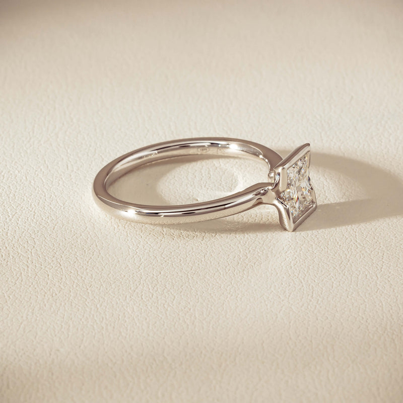 18ct White Gold 1.01ct Reclaimed Princess-Cut Diamond Elle Ring - Ring - Walker & Hall