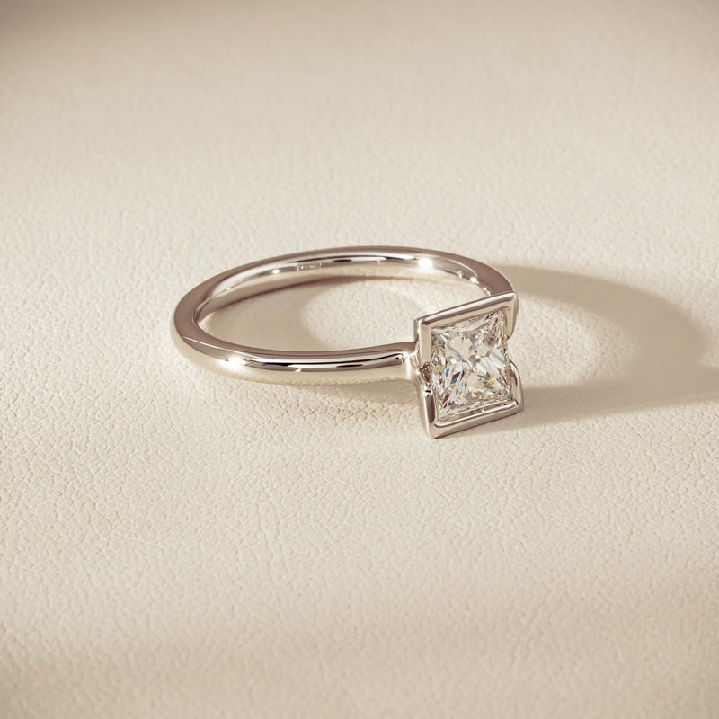18ct White Gold 1.01ct Reclaimed Princess-Cut Diamond Elle Ring - Ring - Walker & Hall