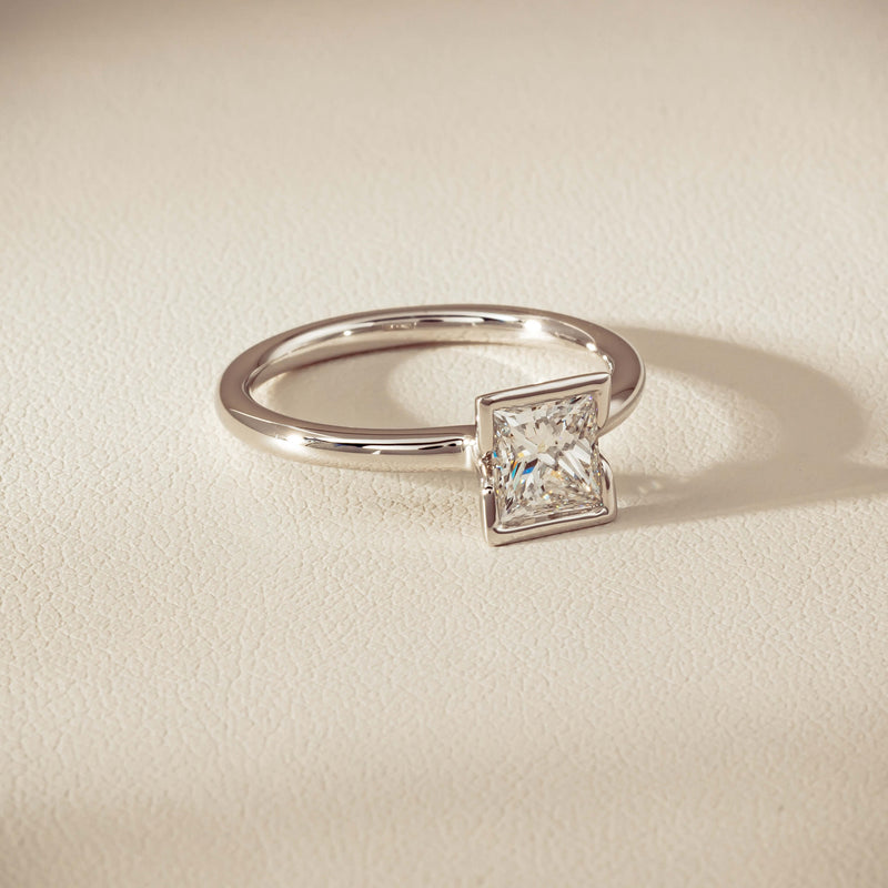 18ct White Gold 1.01ct Reclaimed Princess-Cut Diamond Elle Ring - Ring - Walker & Hall