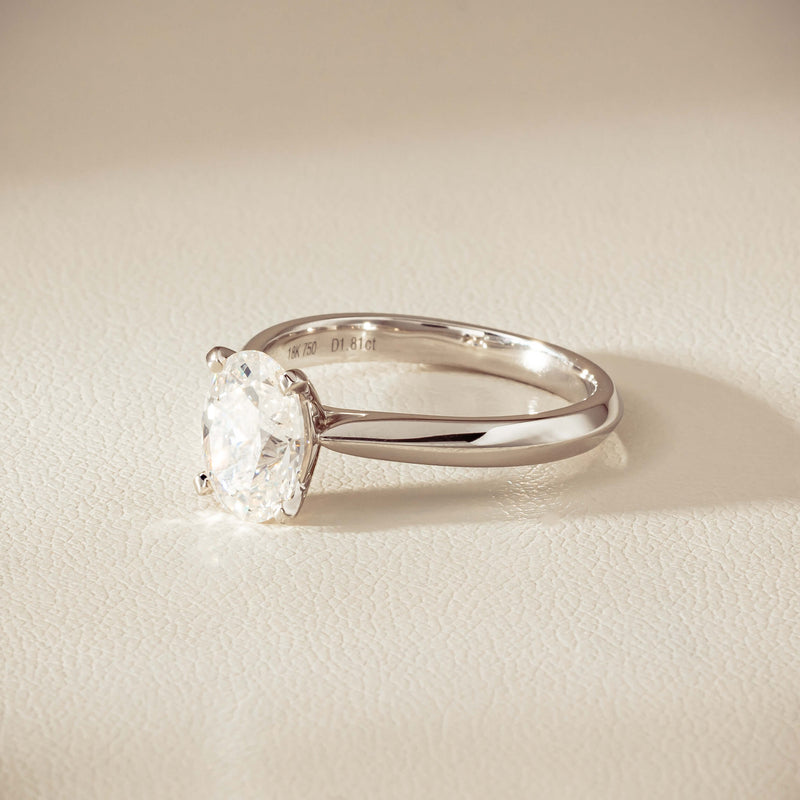 18ct White Gold 1.81ct Reclaimed Oval Diamond Venetian Ring - Ring - Walker & Hall