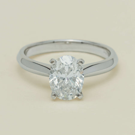 18ct White Gold 1.81ct Reclaimed Oval Diamond Venetian Ring - Ring - Walker & Hall