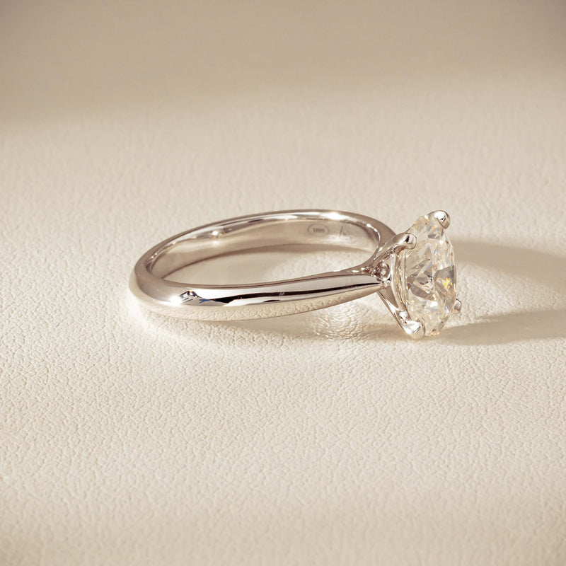 18ct White Gold 1.81ct Reclaimed Oval Diamond Venetian Ring - Ring - Walker & Hall