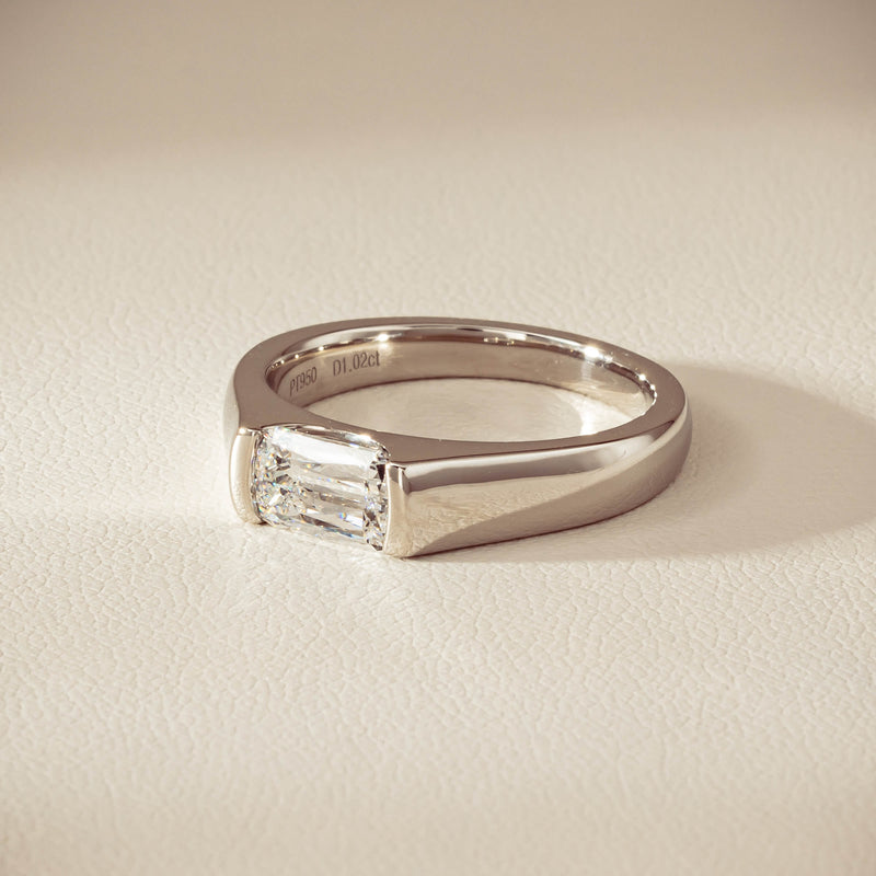 Platinum 1.02ct Reclaimed Fancy Rectangular Diamond Astrid Ring - Ring - Walker & Hall