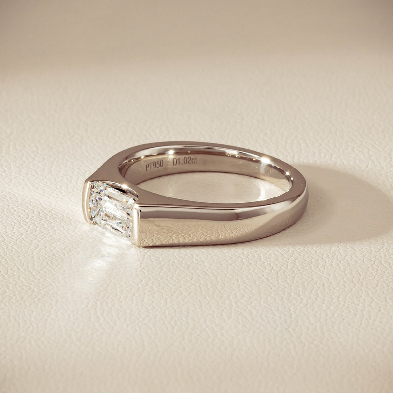 Platinum 1.02ct Reclaimed Fancy Rectangular Diamond Astrid Ring - Ring - Walker & Hall