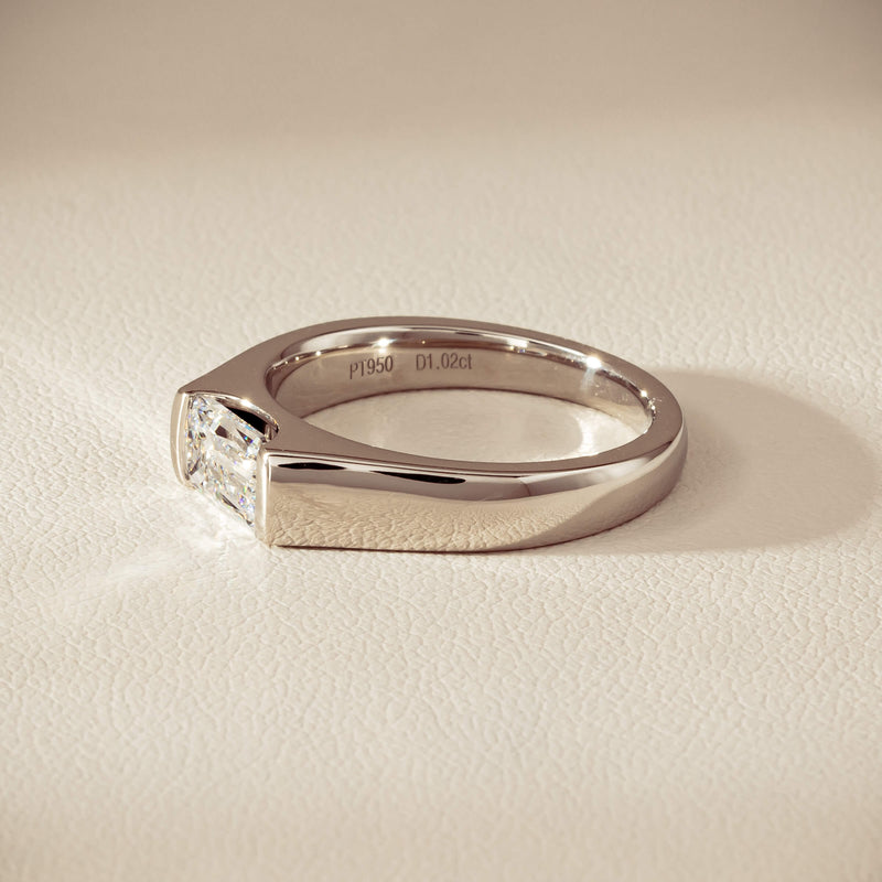 Platinum 1.02ct Reclaimed Fancy Rectangular Diamond Astrid Ring - Ring - Walker & Hall