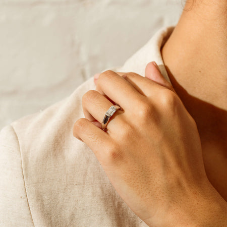 Platinum 1.02ct Reclaimed Fancy Rectangular Diamond Astrid Ring - Ring - Walker & Hall